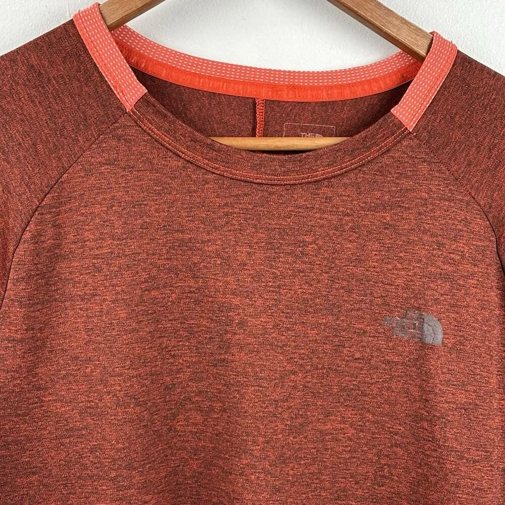 The North Face T-Shirt Mens Medium Flash Dry Red Orange Short Sleeve Band Light